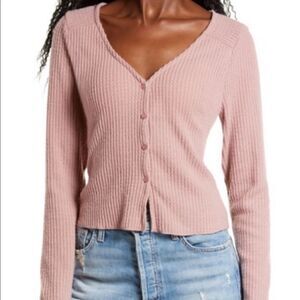 NWT Socialite Pink ribbed cardigan L